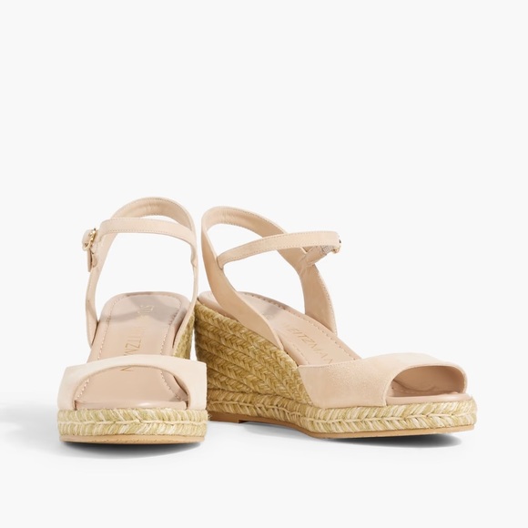 Stuart Weitzman Taupe Tia Espadrille Wedge Sandals Size 8 - Picture 1 of 10